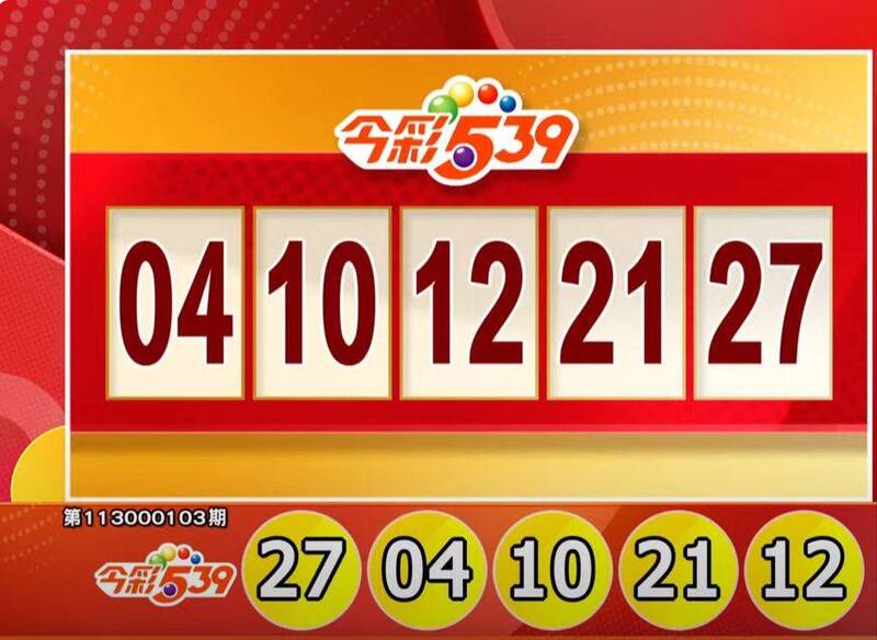 今彩539、39樂合彩開獎號碼。（擷取自三立iNEWS《全民i彩券》）