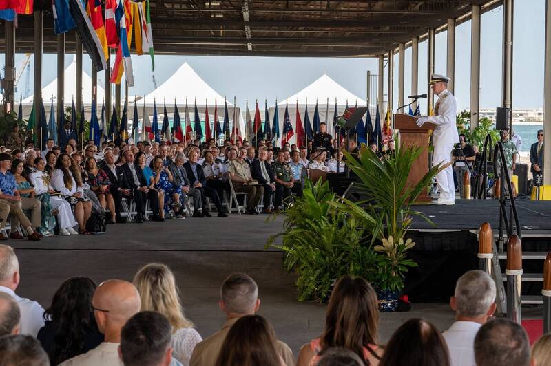 参谋总长梅家树上将现身于夏威夷的印太司令部司令交接典礼中。（图片撷取自印太司令部FB）(photo:LTN)
