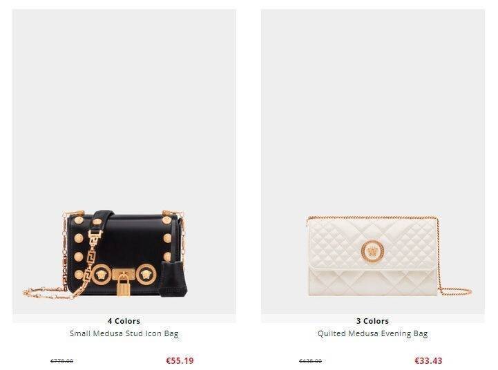 中国创立假购物网站，骗取欧美人士个资。图为假范思哲（Versace）网站所出售的折价商品。（撷取自网路）(photo:LTN)