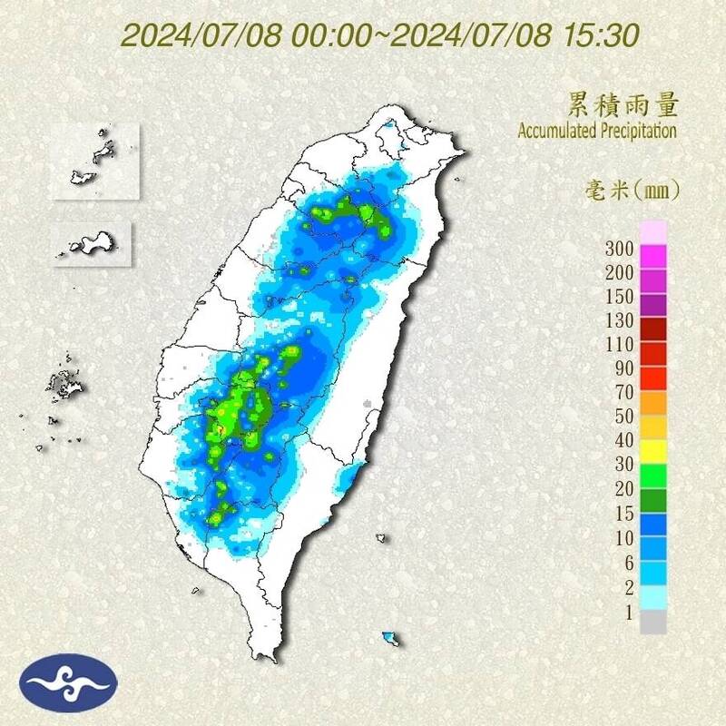 今天台灣中南部有午後雷陣雨。（圖擷自報天氣─中央氣象署臉書）