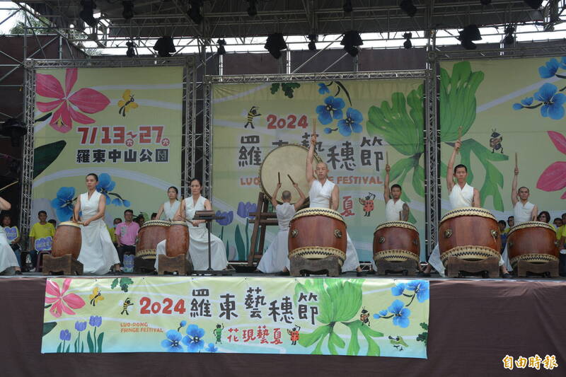 宜蘭羅東藝穗節13日於中山公園登場，開幕晚會將由優人神鼓為15天活動揭開序幕，進行長達70分鐘的震撼演出。（記者王峻祺攝）