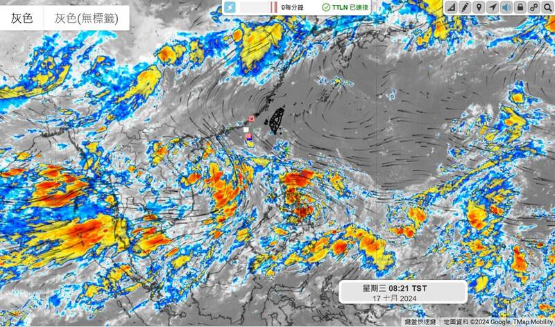 天氣風險公司分析師吳聖宇表示，目前衛星雲圖上可以看到南海到菲律賓以東已經有季風低壓槽建立，槽中也有數個熱帶擾動在醞釀。（圖擷取自「天氣職人-吳聖宇」臉書粉專）