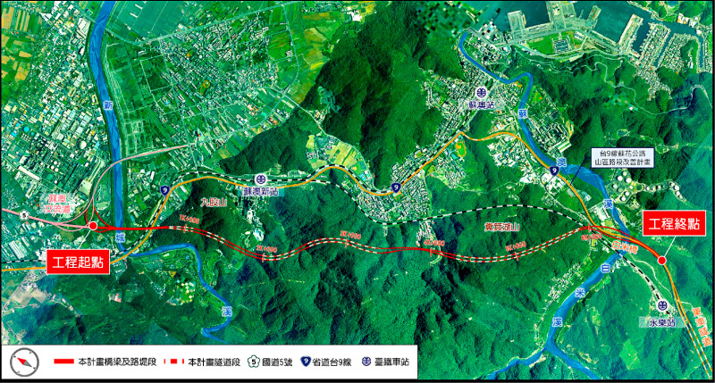 國道5號銜接蘇花改公路計畫平面示意圖。（高公局提供）