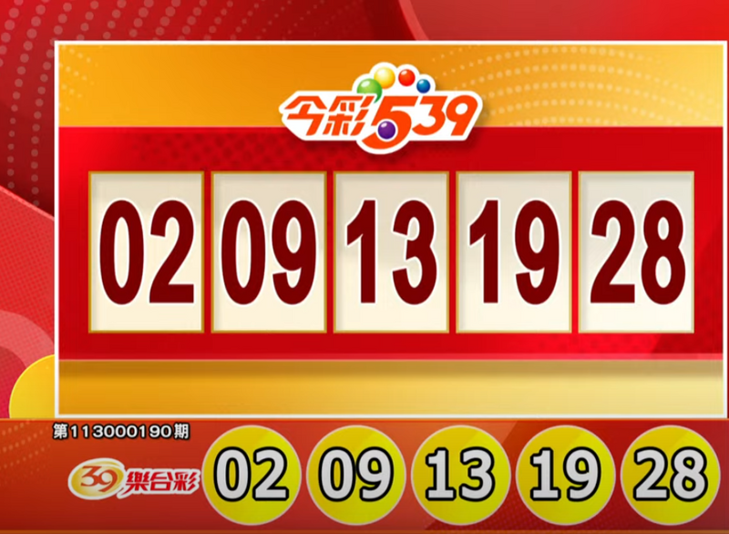 今彩539、39樂合彩開獎號碼。（擷取自三立iNEWS《全民i彩券》）