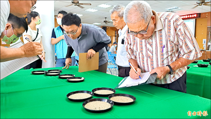 台東地區農會昨天舉辦稻米達人競賽，由評審評選出良質米。（記者黃明堂攝）