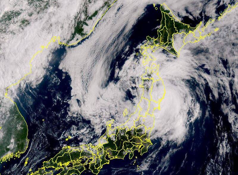 「瑪莉亞」颱風已在上午8點30分左右登陸日本岩手縣大船渡市。（圖擷取自日本氣象廳）