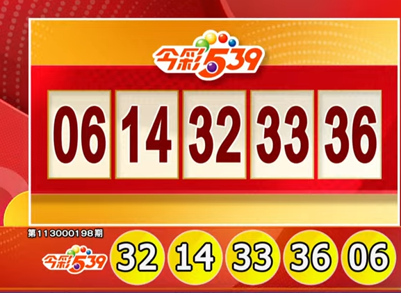 今彩539、39樂合彩開獎號碼。（擷取自三立iNEWS《全民i彩券》）