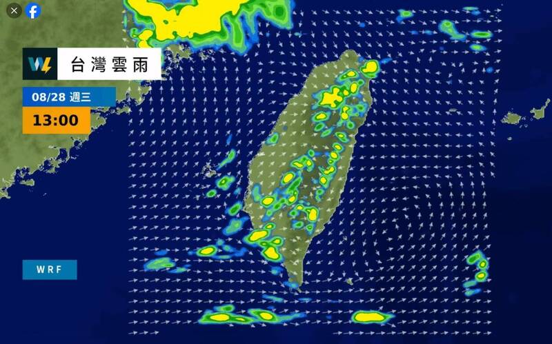 天氣風險分析師林孝儒在「天氣風險 WeatherRisk」粉專發文指出，下週隨著高壓再次減弱，預估天氣又轉趨不穩，且午後熱對流發展範圍將有機會增多擴大。（圖擷自臉書）