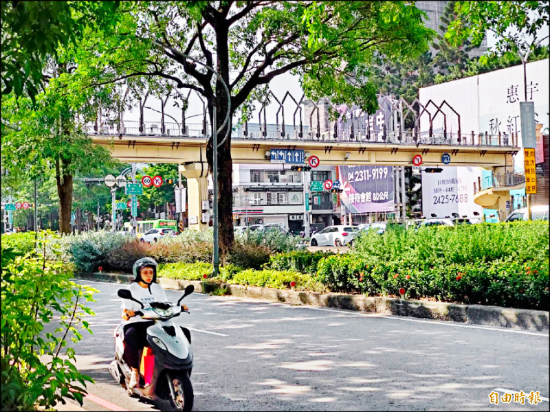 台中市議員李中要求人行天橋應有手扶電梯，方便市民上下。（記者蘇金鳳攝）