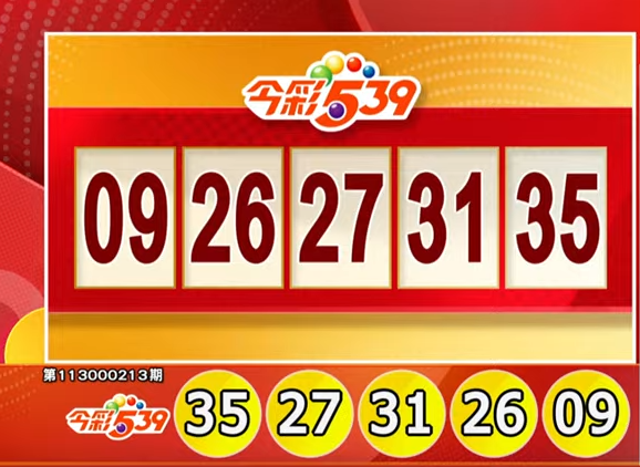 今彩539、39樂合彩開獎號碼。（擷取自三立iNEWS《全民i彩券》）