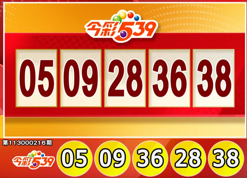 今彩539、39樂合彩開獎號碼。（擷取自三立iNEWS《全民i彩券》）