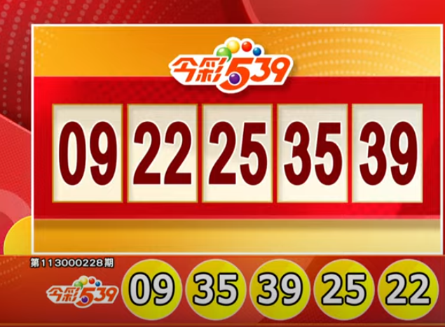 今彩539、39樂合彩開獎號碼。（擷取自三立iNEWS《全民i彩券》）