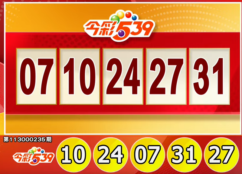 今彩539、39樂合彩開獎號碼。（擷取自三立iNEWS《全民i彩券》）