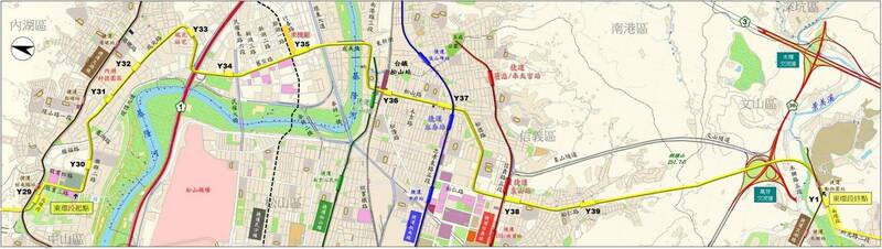 CF763標工程範圍自Y39站（不含）松仁路底往南穿越拇指山系、萬芳交流道、景美溪，至新光路二段銜接南環段Y1動物園站。（圖由捷運局提供）