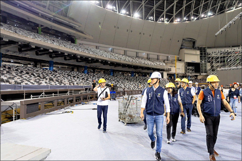 雙十晚會週六登場，蔣萬安赴大巨蛋視察。（北市府提供）