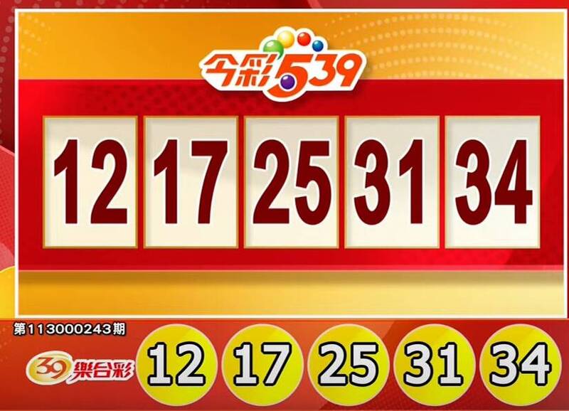 今彩539、39樂合彩開獎號碼。（擷取自三立iNEWS《全民i彩券》）