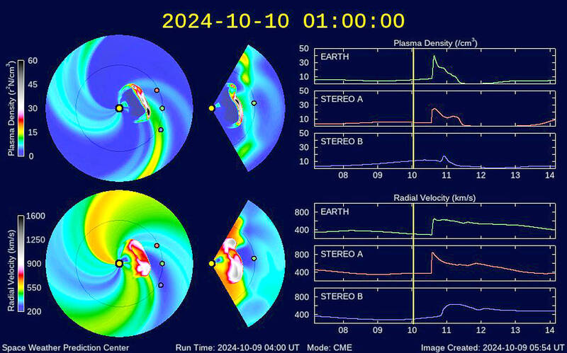 Maps and charts depict a geomagnetic storm that was expected to affect the globe from 11pm yesterday.
Photo courtesy of the Space Weather Operational Office