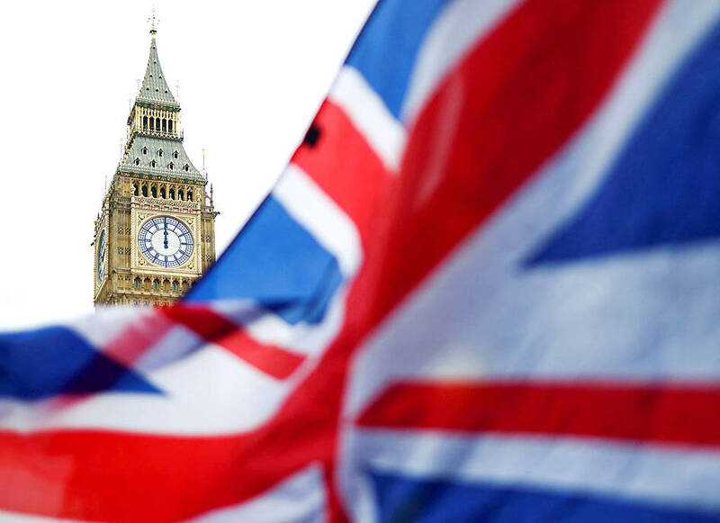 
The Union Flag flies outside the British Houses of Parliament in London on Feb. 9, 2022.
Photo: Reuters