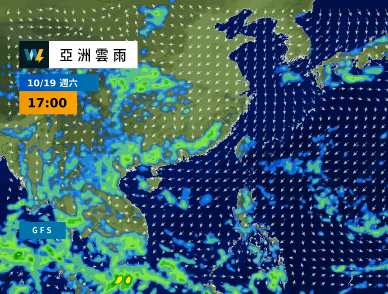 天氣風險分析師林孝儒在「天氣風險 WeatherRisk」發文指出，今日白天受高壓迴流偏東風影響，各地為晴時多雲，迎風東部有短暫陣雨，午後山區有熱對流短暫雷陣雨機會，日夜溫差較大。（圖擷自臉書）