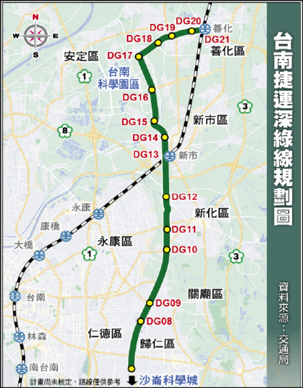 台南捷運深綠線規劃圖