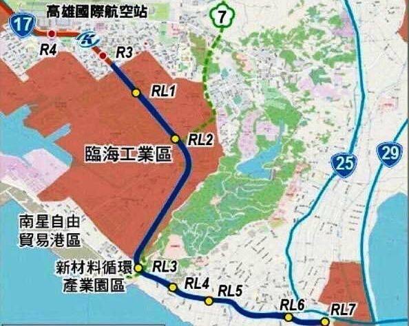 高雄捷運小港林園線路線圖。（圖由高市捷運局提供）