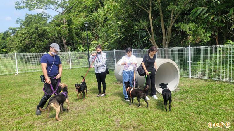 基隆暖暖運動公園裡建置第一座寵物公園，供毛小孩盡情玩耍，但飼主休息用的帳棚近期已被強風摧毀。（資料照）