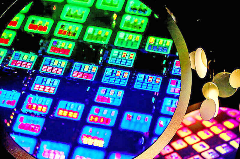 A semiconductor wafer at the TSMC Museum of Innovation in Hsinchu City is pictured in an undated photograph. 
Photo: Bloomberg