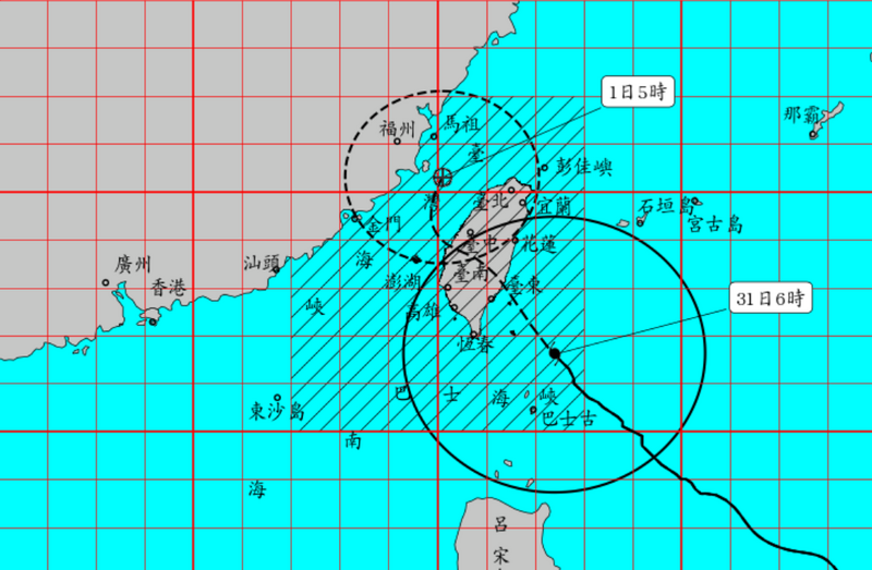 中央氣象署表示，今北部及東半部地區有持續性的強降雨，中南部地區及澎金馬有短暫陣雨。（圖擷自中央氣象署）