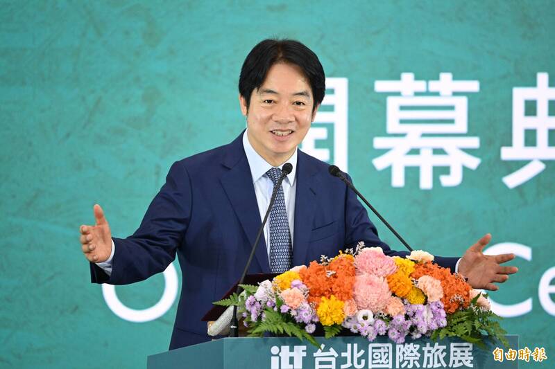 總統賴清德首次出席「2024 ITF台北國際旅展開幕典禮」，致詞強調推動觀光不能光靠政府單打獨鬥。（記者陳逸寬攝）