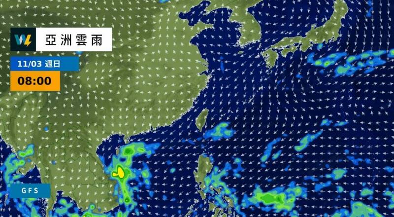 天氣風險公司表示，本週末恢復到典型的東北季風天氣型態，預報資料顯示只有迎風面的基隆北海岸、東北角、宜蘭、花東沿岸局部區域會有些短暫陣雨機會，其他大部分地方都是多雲或晴的天氣。（圖擷自「天氣風險 WeatherRisk」臉書粉專）