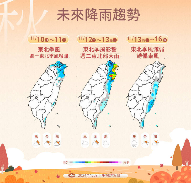 未來降雨趨勢。（氣象署提供）