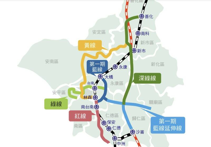 台南捷運優先路網示意圖。（擷自台南捷運工程處網頁）