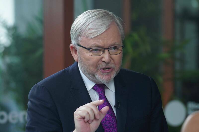 澳洲駐美大使陸克文（Kevin Rudd）緊急刪除X平台上批評川普的多篇貼文。（彭博資料照）