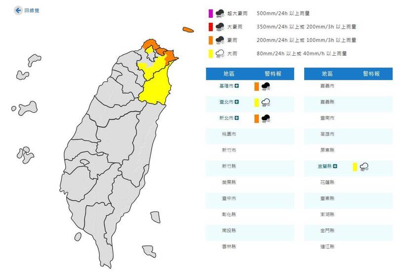 中央氣象署指出，受到東北季風增強及水氣偏多影響，將大雨特報升級為4縣市豪雨特報，北台灣民眾需特別留意。