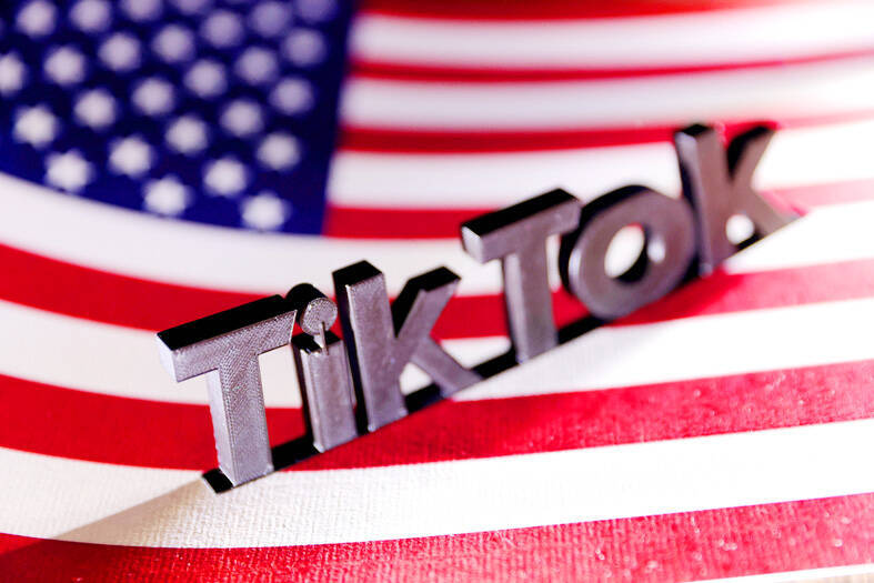 The TikTok logo is placed on a US flag in an illustration taken on April 25.
Photo: Reuters