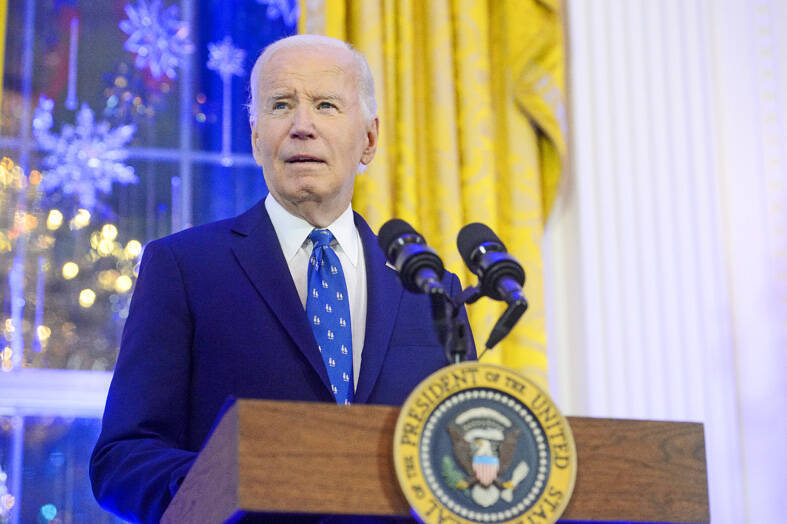 US President Joe Biden delivers a speech at the White House in Washington on Monday.
Photo: AP