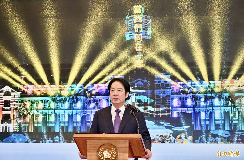 賴清德總統今在總統府發表任內首次新年談話，期許新的一年繼續讓更多台灣的故事，成為世界的故事。（記者羅沛德攝）