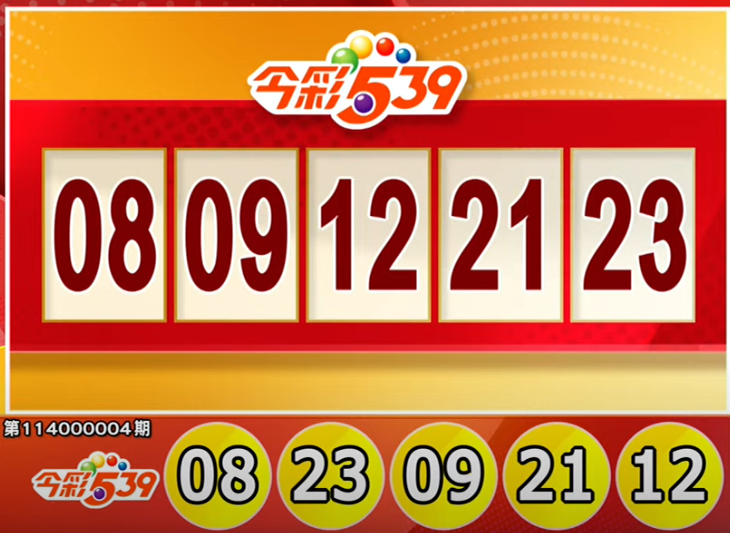 今彩539、39樂合彩開獎號碼。（擷取自三立iNEWS《全民i彩券》）