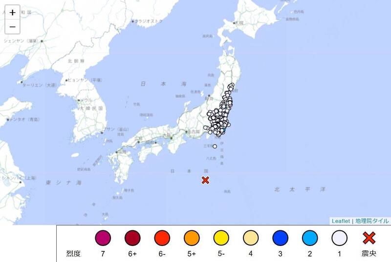 日本當地時間今日下午5點32分（台灣時間4點32分），在伊豆群島的鳥島近海發生規模6地震，最大震度2。（圖擷取自日本氣象廳官網）