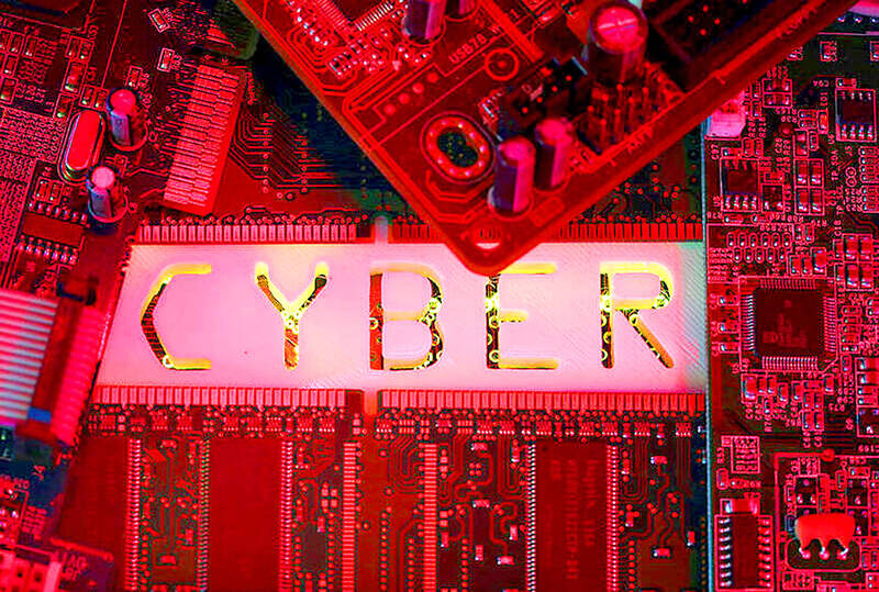 
The word “cyber” is displayed on a computer motherboard in an illustration photograph taken on Oct. 26, 2017.Photo: Reuters
Photo: Reuters