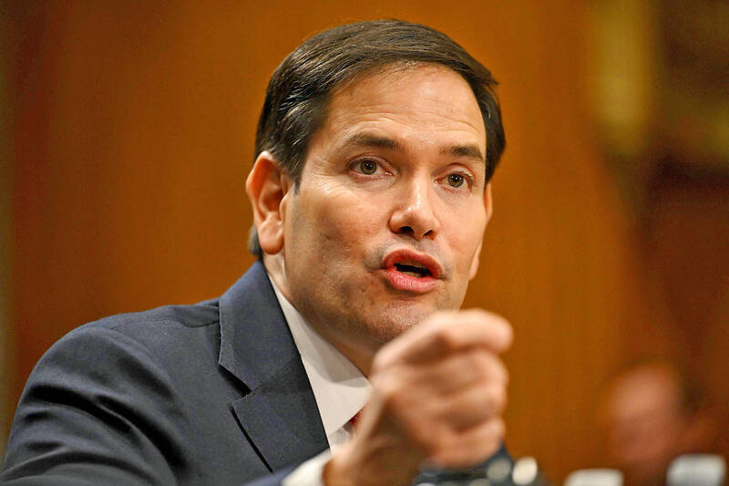 
Then-US senator Marco Rubio testifies before a US Senate committee hearing on his nomination to be US secretary of state in Washington on Wednesday last week.
Photo: AFP