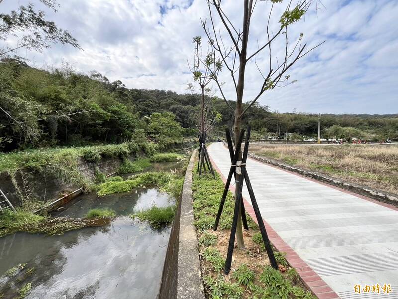 新竹縣湖口鄉甫於農曆年前竣工開放的「畚箕窩溪藍帶」步道,來湖口老街走春,別錯過後山秘境。(記者廖雪茹攝) 新竹縣湖口鄉甫於農曆年前竣工開放的「畚箕窩溪藍帶」步道,來湖口老街走春,別錯過後山秘境。(記者廖雪茹攝)