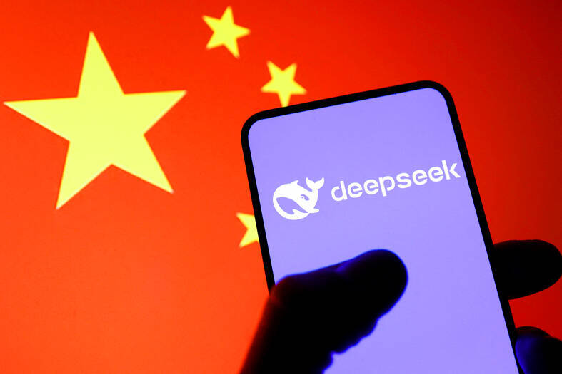 The DeepSeek logo is displayed on a smartphone screen with a Chinese flag in the background on Wednesday.
Photo: Reuters
The DeepSeek logo is displayed on a smartphone screen with a Chinese flag in the background on Wednesday.
Photo: Reuters