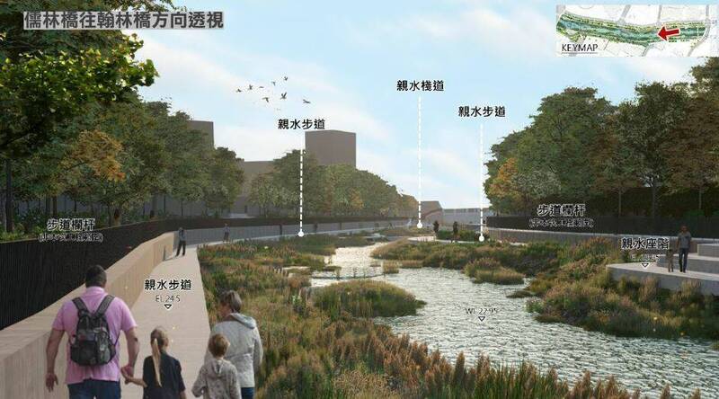 竹北市儒林橋至翰林橋環境復原工程。(新竹縣政府提供) 竹北市儒林橋至翰林橋環境復原工程。(新竹縣政府提供)