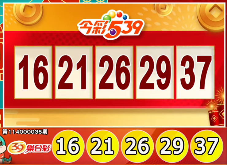 今彩539、39樂合彩開獎號碼。(擷取自三立iNEWS《全民i彩券》) 今彩539、39樂合彩開獎號碼。(擷取自三立iNEWS《全民i彩券》)