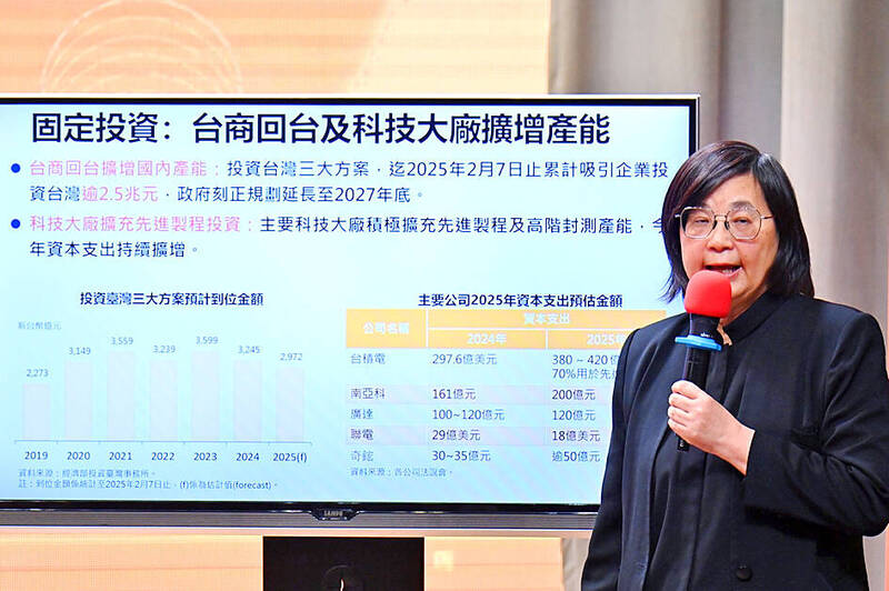 
National Development Council Department of Economic Development Director Chiu Chiu-ying speaks at a news conference in Taipei yesterday.
Photo courtesy of Executive Yu