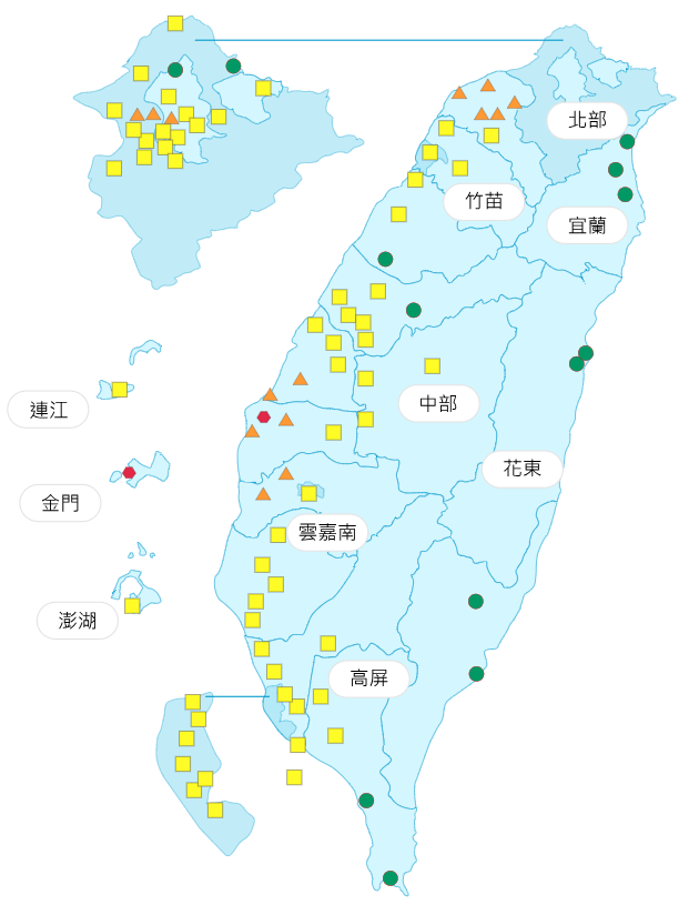 今日各地空氣品質概況。(圖擷取自環保署空氣品質監測網) 今日各地空氣品質概況。(圖擷取自環保署空氣品質監測網)