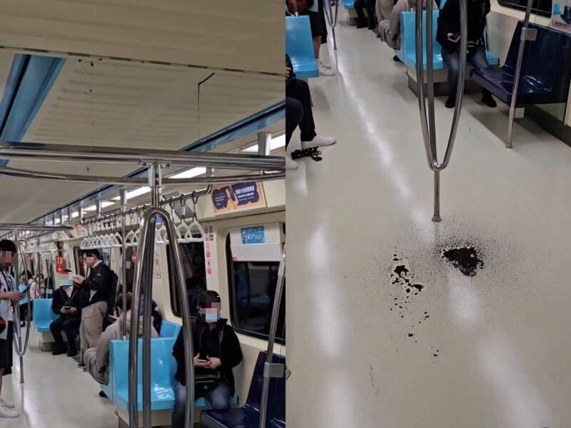 猛毒？捷運車廂天花板狂滴黑色液體 北捷回應了 - 生活 - 自由時報電子報