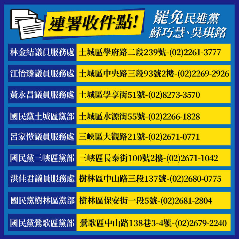 罷免蘇巧慧、吳琪銘 罷團力拚3/9前補件 - 政治 - 自由時報電子報