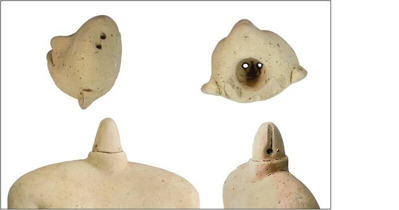 薩爾瓦多金字塔出土的古代人偶,其頭部可透過插孔活動。(圖擷取自Antiquity期刊) 薩爾瓦多金字塔出土的古代人偶,其頭部可透過插孔活動。(圖擷取自Antiquity期刊)